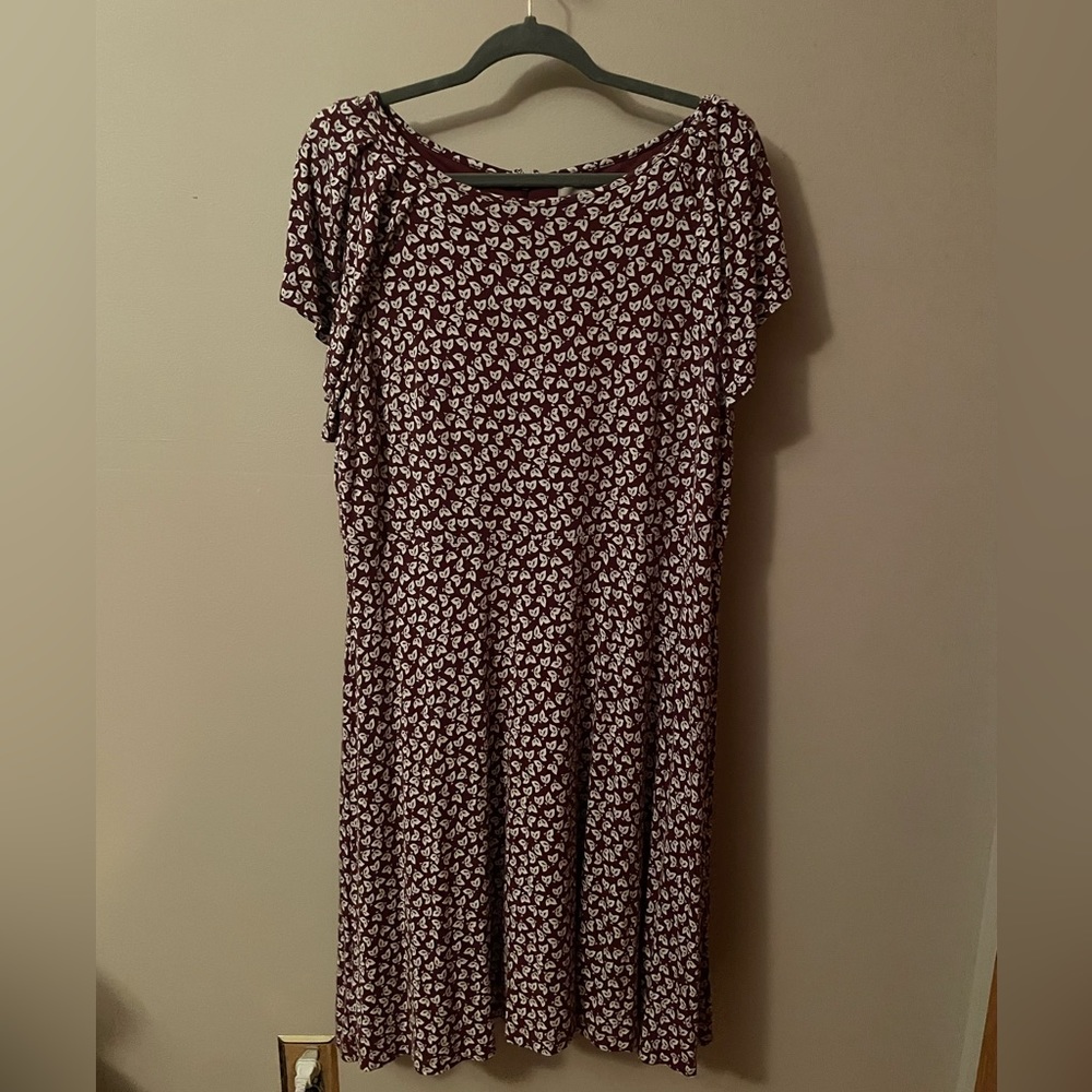 LOFT Plus Size 16 Magenta and White Patterned Dress